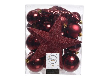 Kerstboomversiering Mix 33 st. - Ossenbloed - Decoris