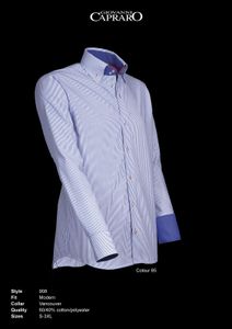 Giovanni Capraro 908-85 Heren Overhemd - Blauw gestreept [Rood Accent]