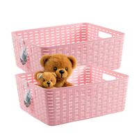 Opbergmand - 2x - Kastmand - rotan kunststof - roze - 12 Liter - 30 x 37 x 13 cm