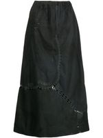 By Walid embroidered-detail cotton long skirt - Noir