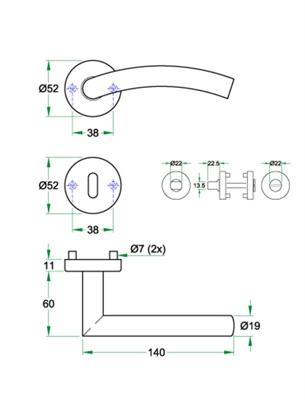 Krukgarn PIPO rvs mat WC 8mm