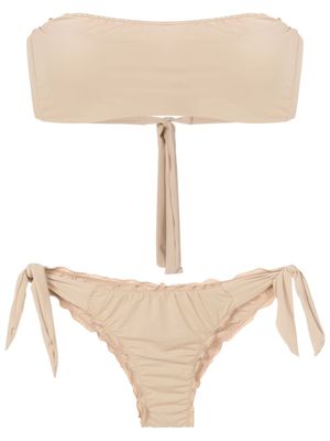 Amir Slama bikini bandeau à fronces - Tons neutres