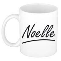 Noelle Naam koffiemok - beker - met sierlijke letters - wit - 300 ml - Cadeau - Dames