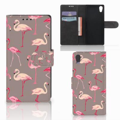 Sony Xperia XA1 | Telefoonhoesje | Met pasjeshouder | Flamingo