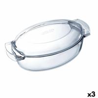 Ovenschaal Pyrex Classic Vidrio Transparant Glas Ovaalvormig 39 x 23 x 15 cm Met deksel (3 Stuks)