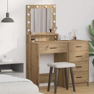 Kaptafel artisanaal eikenkleurig 50 x 41 x 135 cm Bewerkt hout
