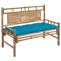 VidaXL Tuinbank met kussen 120 cm bamboe - thumbnail