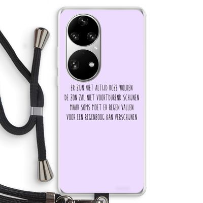 Regenboog: Huawei P50 Pro Transparant Hoesje met koord
