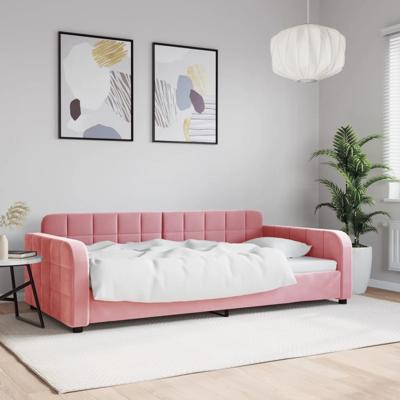 Slaapbank 100x200 cm fluweel roze