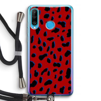 Red Leopard: Huawei P30 Lite Transparant Hoesje met koord