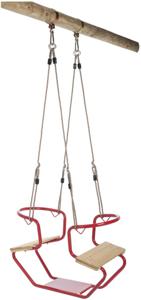 SwingKing Duoschommel 92 x 44 x 53 cm Staal/Hout Rood/Naturel