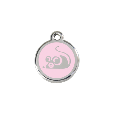 Mouse Pink roestvrijstalen kattenpenning small/klein dia. 2 cm - Reddingo