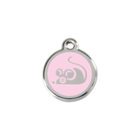 Mouse Pink roestvrijstalen kattenpenning small/klein dia. 2 cm - Reddingo Mouse Pink roestvrijstalen kattenpenning small/klein dia. 2 cm - Reddingo