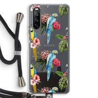Kleurrijke papegaaien: Sony Sony Xperia 10 III Transparant Hoesje met koord