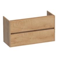 Brauer Adore - Onderkast Ondiep - 100 cm - met 2 Softclose Lades Greeploos en 1 Sifon Uitsparing - Forest Tan
