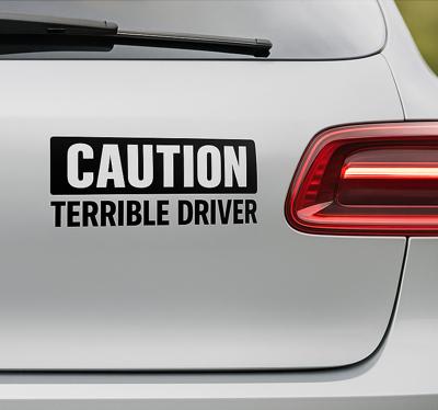 Autosticker voorzichtig vreselijke bestuurder