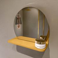MONDIAZ SPOT spiegel rond 30cm met Spiegelplanchet kleur Ocher.
