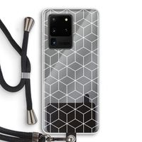 Zwart-witte kubussen: Samsung Galaxy S20 Ultra Transparant Hoesje met koord