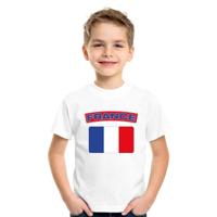 Supporters kleding - t-shirt van vlag Frankrijk - wit - voor kinderen - korte mouwen - sport