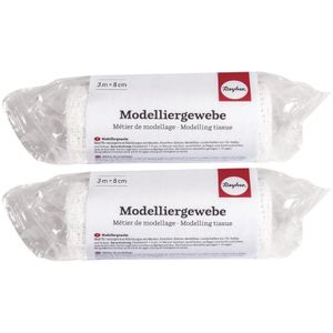 2x Rollen gips gaas/gipsverband 8 cm x 300 cm