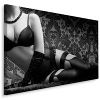 Schilderij - Sensuele vrouw, zwart-wit, 4 maten, wanddecoratie - thumbnail