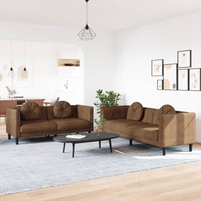 2-delige Loungeset met kussens fluweel bruin