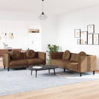 2-delige Loungeset met kussens fluweel bruin