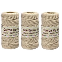 Pakket van 3x stuks bolletje huishoud/hobby/handig canvas touw van 55 meter per rol