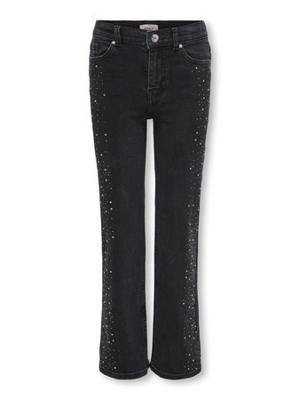 Kids ONLY winter jeansbroek meisjes - zwart - KogJuicy - wide leg fit, glitter steentjes
