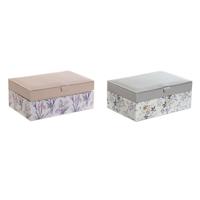 Doos-Juwelenkistje DKD Home Decor Wit Grijs Lila Polyurethaan 18 x 12,5 x 7,5 cm (2 Stuks)