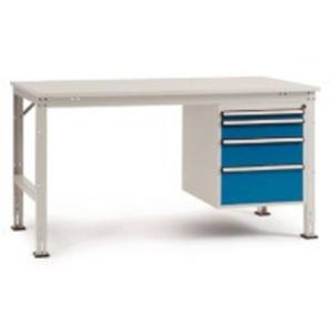 Manuflex AU5847.0002 Compleet werktafel reden universele standaard met kunststof plaat, bxdxh = 2000 x 800 x 760-870 mm Grijs-wit (RAL 7035)