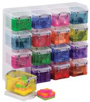 Really Useful Box transparante muurkubus met 16 gekleurde opbergdozen van 0,14 liter - thumbnail