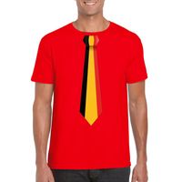 Rood t-shirt met Belgie vlag stropdas heren - thumbnail