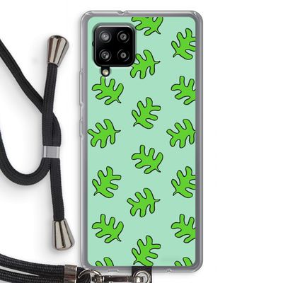 Groene blaadjes: Samsung Galaxy A42 5G Transparant Hoesje met koord