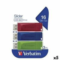 USB stick Verbatim SLIDER Multicolour 16 GB 3 Onderdelen (5 Stuks) USB stick Verbatim SLIDER Multicolour 16 GB 3 Onderdelen (5 Stuks)