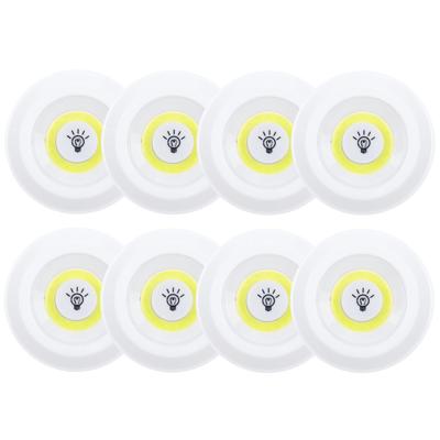 Kastlampen rond - set 8x - dimmer - LED lampen - wit - D9 cm - zelfklevend