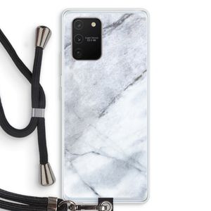 Witte marmer: Samsung Galaxy S10 Lite Transparant Hoesje met koord