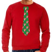 Stropdas Kersttrui/kerst sweater kerstman met bier rood voor heren