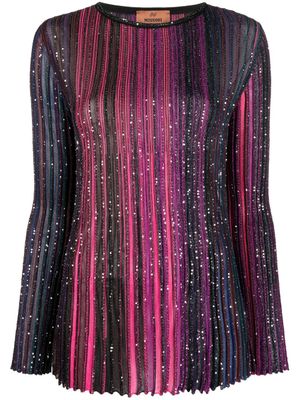 Missoni pull orné de sequins à rayures - Rose