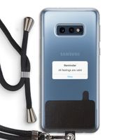 Reminder: Samsung Galaxy S10e Transparant Hoesje met koord