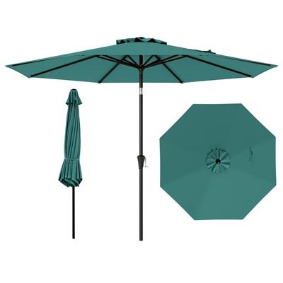 303 cm Terrasparasol Kantelbare Parasol met Zwengel & 8 Baleinen Dubbelgelaagde Tafelparasol voor Tuin Terras Zwembad Groen