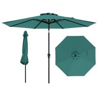 303 cm Terrasparasol Kantelbare Parasol met Zwengel & 8 Baleinen Dubbelgelaagde Tafelparasol voor Tuin Terras Zwembad Groen