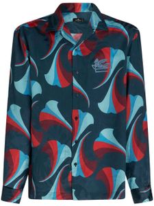 ETRO floral-print silk bowling shirt - Bleu