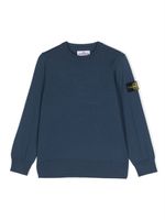 Stone Island Junior pull en laine vierge à patch Compass - Bleu