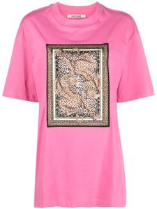 Roberto Cavalli t-shirt à imprimé léopard - Rose