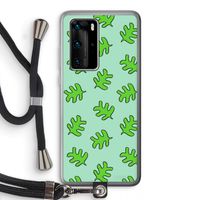 Groene blaadjes: Huawei P40 Pro Transparant Hoesje met koord
