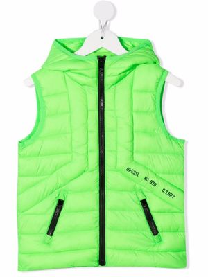Diesel Kids gilet matelassé à capuche - Vert