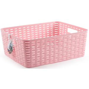 Opbergmand - Kastmand - rotan kunststof - roze - 12 Liter - 30 x 37 x 13 cm