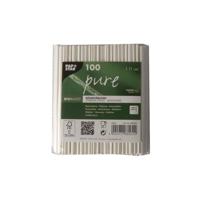 Papstar 100 roerstaafjes papier "pure" 11cm wit