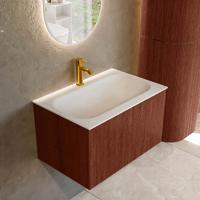 Badmeubel Mondiaz Kurve | 70 cm cm | Meubelkleur Ruby | Wastafelkleur Talc | Solid surface | Wasbak midden spoelbak | 1 kraangat
